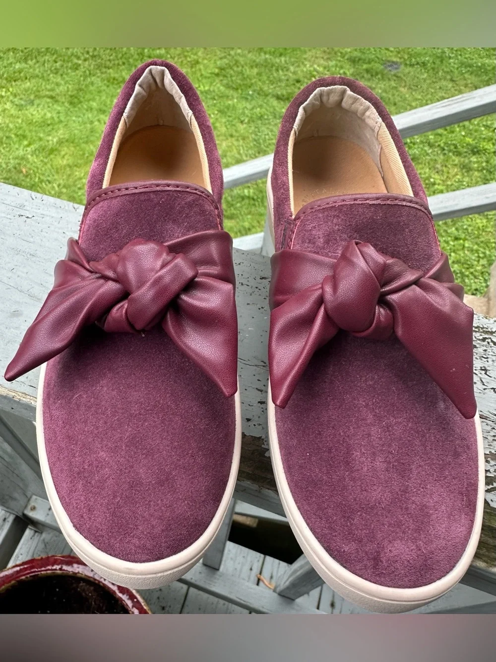REVITALIGN 7B Orthotic Suede Slip-On Barbados Bow Shoe Wine Port Royale Flat